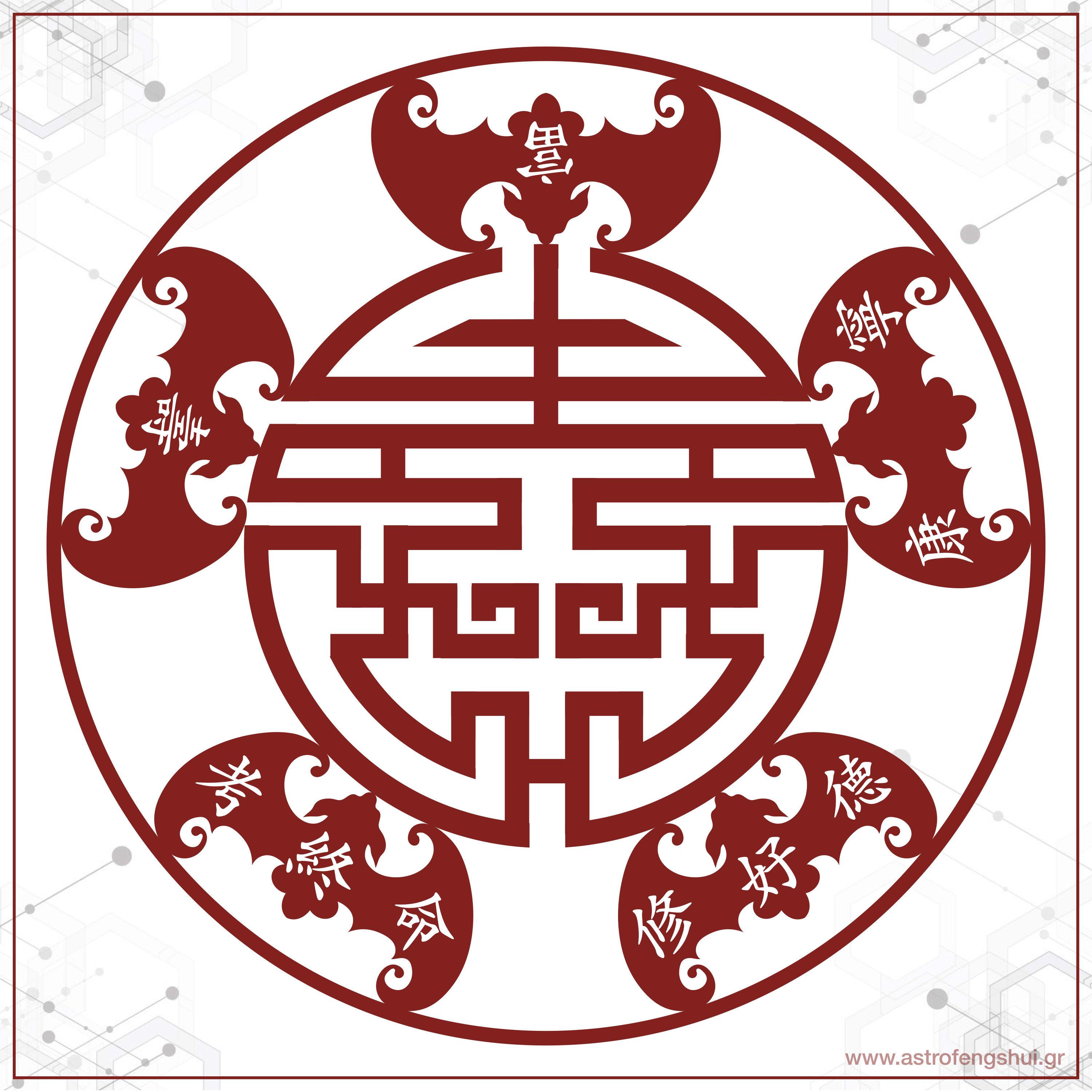 WuFu LinMen Σύμβολο Οι Πέντε Ευλογίες